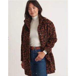 Marine Layer Stephanie Leopard Wool Overcoat Women XL Brown Black Mob Wife Heavy